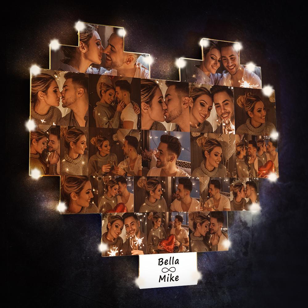 Custom Heart Photo Lamp Wall Art Decor Personalised Album Gift For Valentine's Day-Blongser