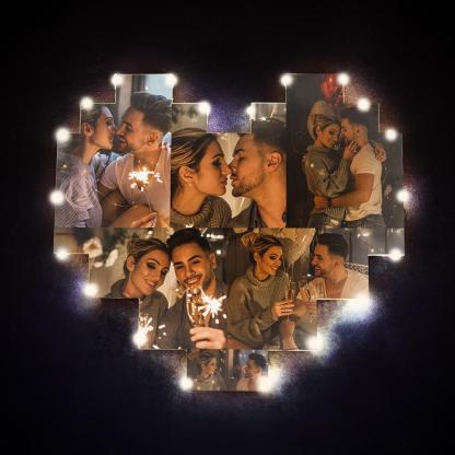 Custom Heart Photo Lamp Wall Art Decor Personalised Album Gift For Valentine's Day-Blongser