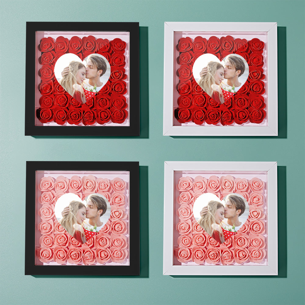 Custom Photo Flower Shadow Box Personalized Heart Flower Shadowbox Frame Gift-Blongser