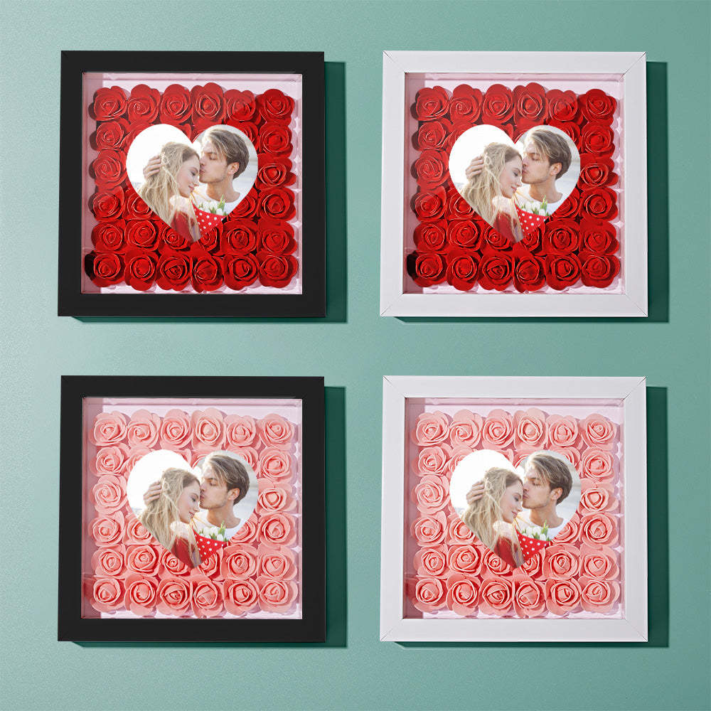 Custom Photo Flower Shadow Box Personalized Heart Flower Shadowbox Frame Gift-Blongser