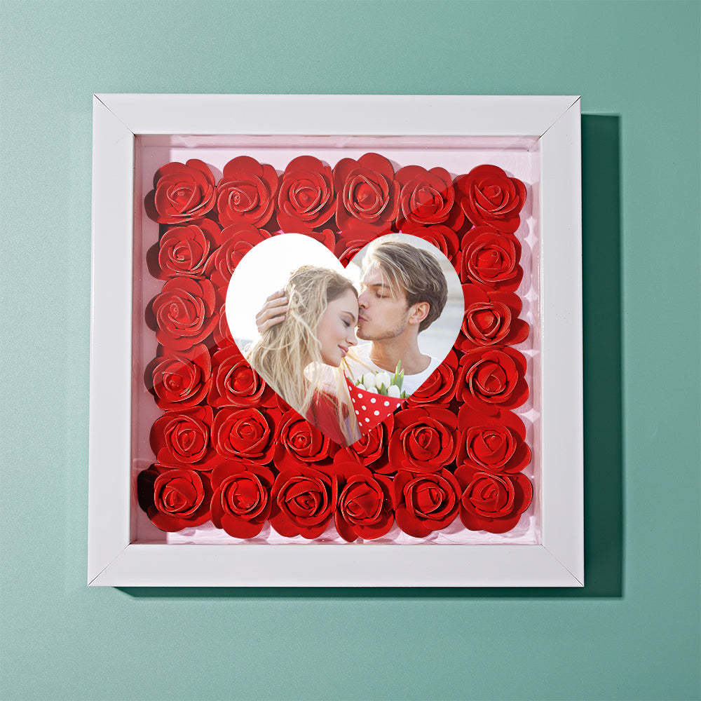 Custom Photo Flower Shadow Box Personalized Heart Flower Shadowbox Frame Gift-Blongser