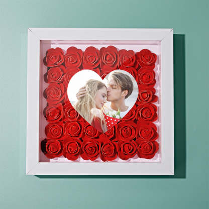 Custom Photo Flower Shadow Box Personalized Heart Flower Shadowbox Frame Gift-Blongser