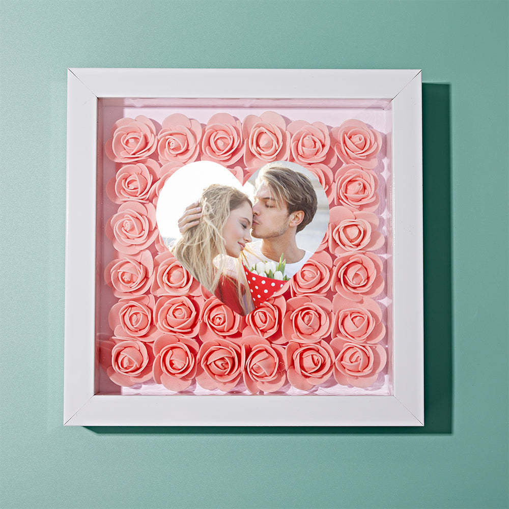Custom Photo Flower Shadow Box Personalized Heart Flower Shadowbox Frame Gift-Blongser
