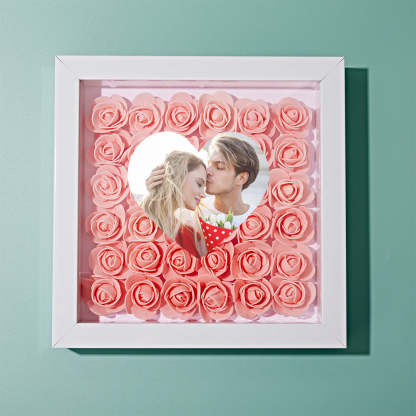 Custom Photo Flower Shadow Box Personalized Heart Flower Shadowbox Frame Gift-Blongser