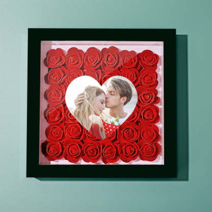 Custom Photo Flower Shadow Box Personalized Heart Flower Shadowbox Frame Gift-Blongser