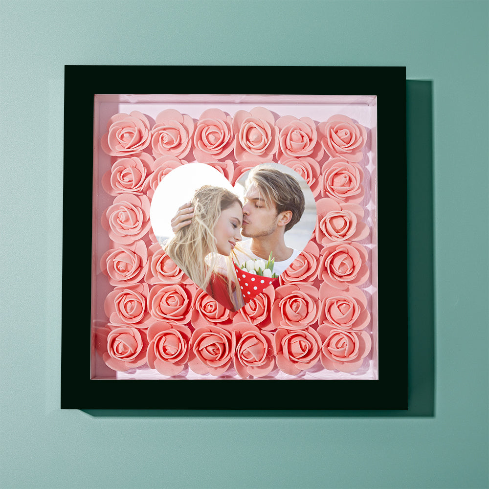 Custom Photo Flower Shadow Box Personalized Heart Flower Shadowbox Frame Gift-Blongser