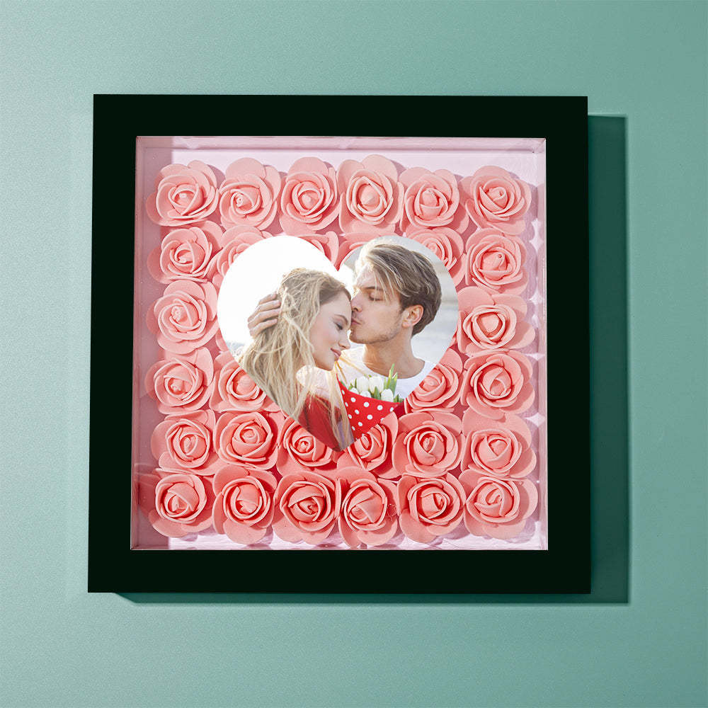 Custom Photo Flower Shadow Box Personalized Heart Flower Shadowbox Frame Gift-Blongser