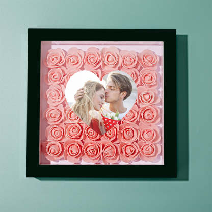 Custom Photo Flower Shadow Box Personalized Heart Flower Shadowbox Frame Gift-Blongser