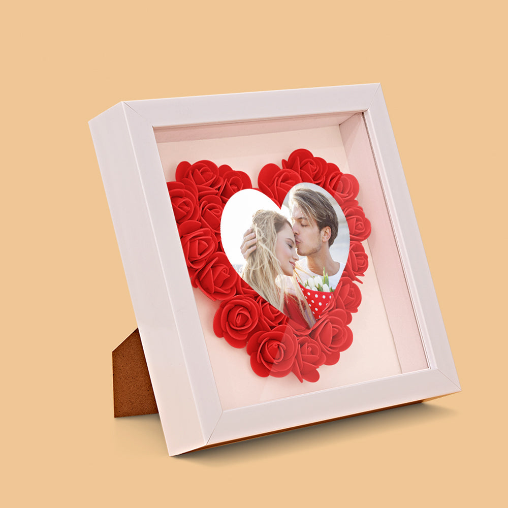 Custom Photo Flower Shadow Box Personalized Heart Flower Shadowbox Frame Gift-Blongser