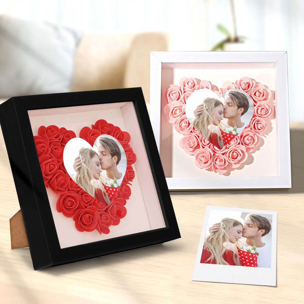 Custom Photo Flower Shadow Box Personalized Heart Flower Shadowbox Frame Gift-Blongser