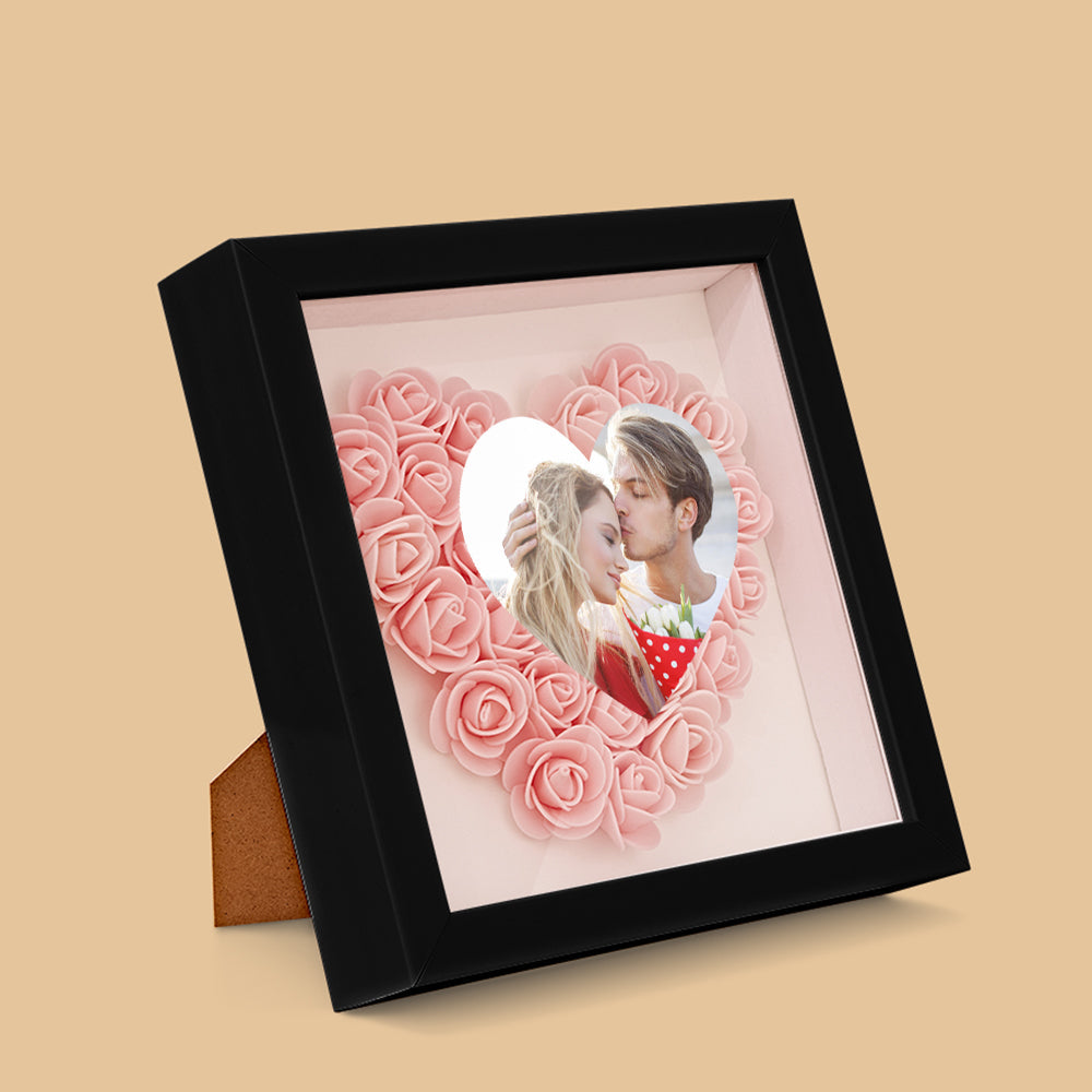 Custom Photo Flower Shadow Box Personalized Heart Flower Shadowbox Frame Gift-Blongser