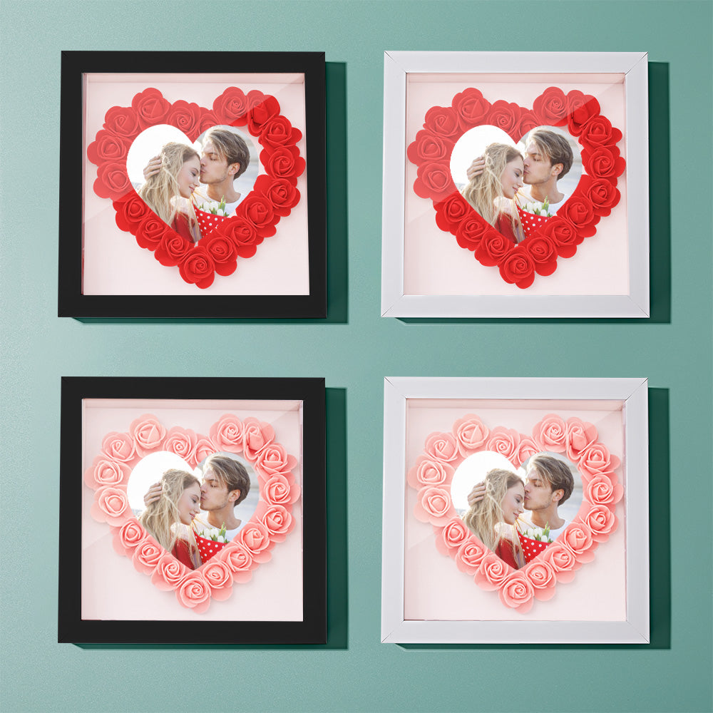 Custom Photo Flower Shadow Box Personalized Heart Flower Shadowbox Frame Gift-Blongser