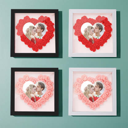 Custom Photo Flower Shadow Box Personalized Heart Flower Shadowbox Frame Gift-Blongser