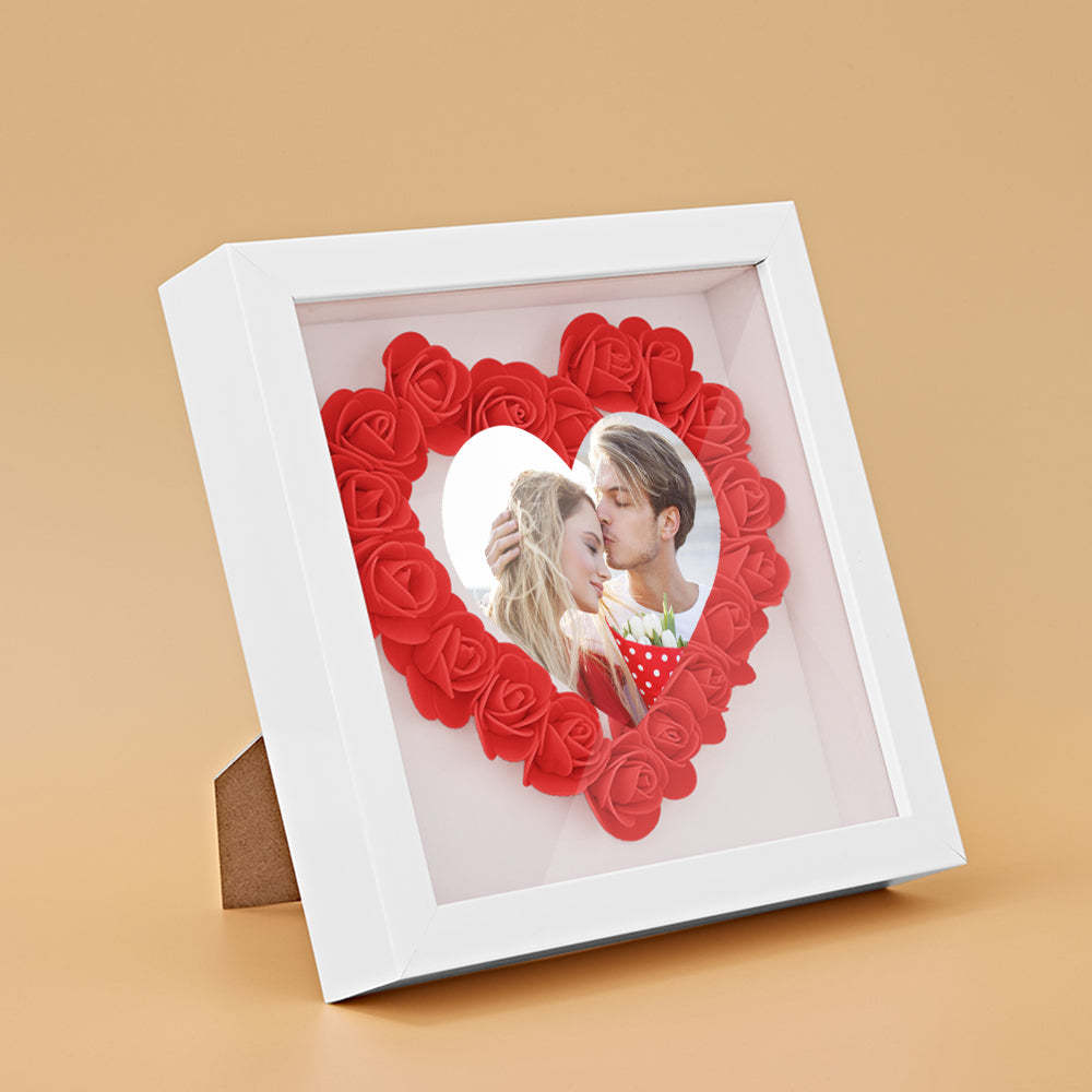 Custom Photo Flower Shadow Box Personalized Heart Flower Shadowbox Frame Gift-Blongser