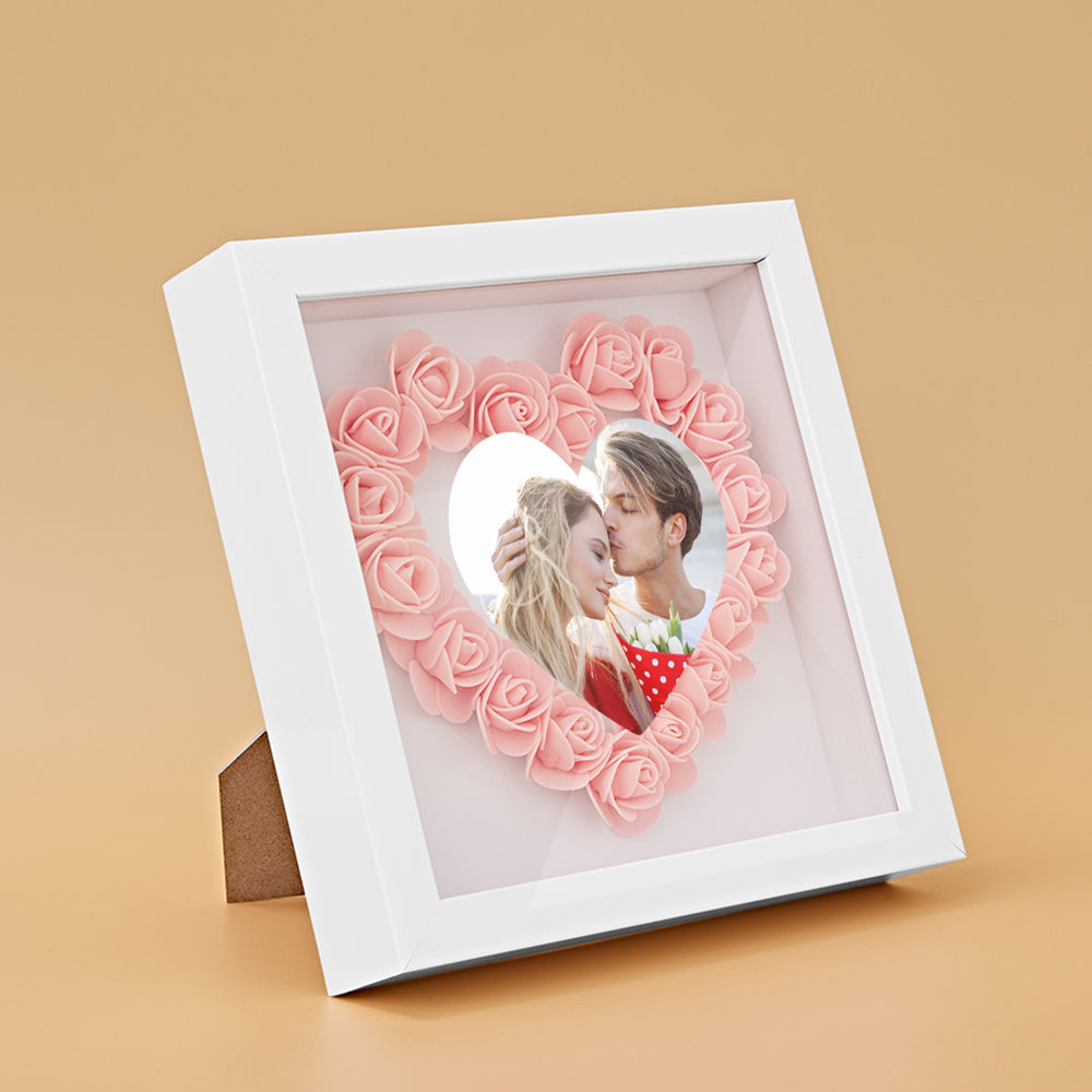 Custom Photo Flower Shadow Box Personalized Heart Flower Shadowbox Frame Gift-Blongser