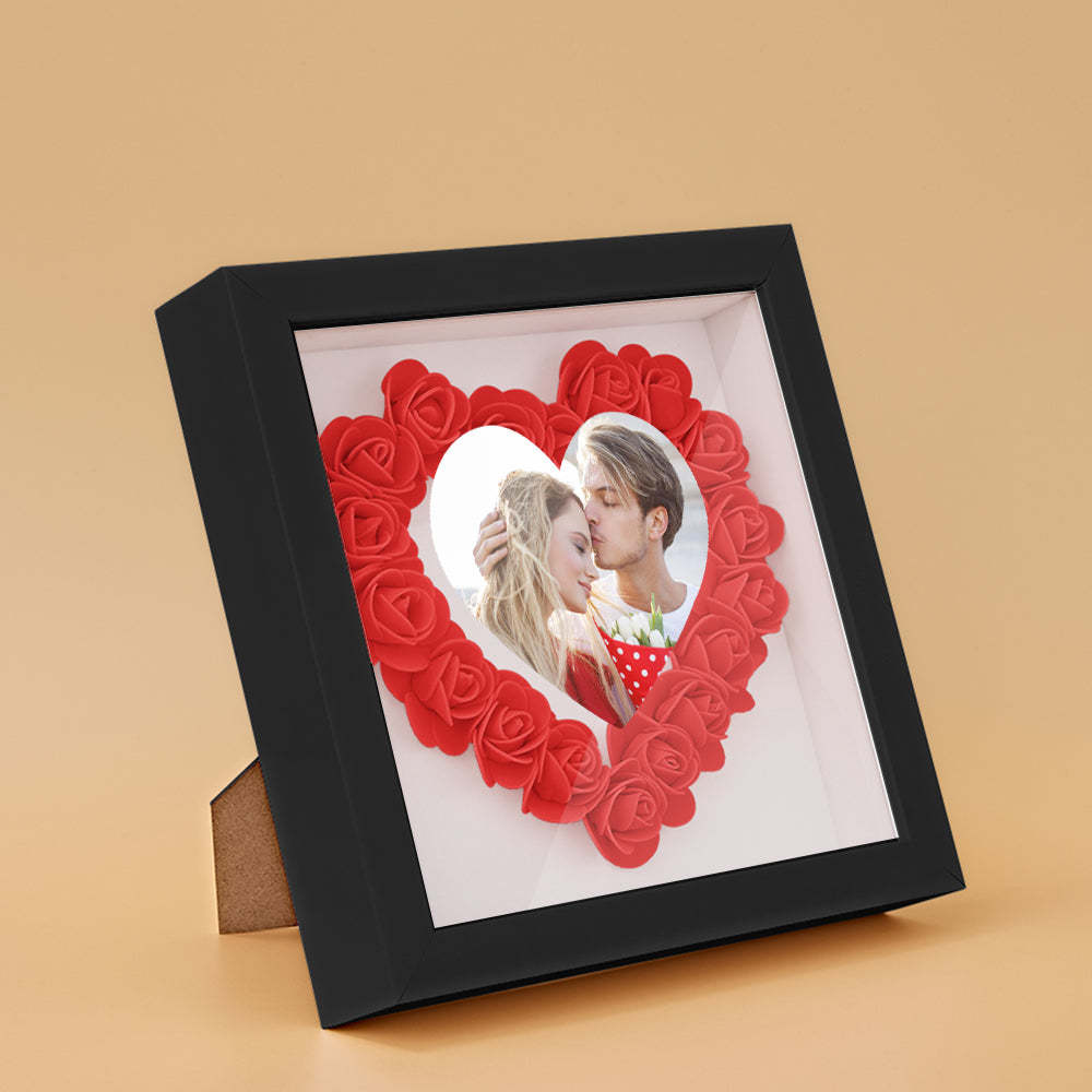 Custom Photo Flower Shadow Box Personalized Heart Flower Shadowbox Frame Gift-Blongser