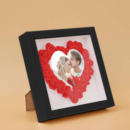 Custom Photo Flower Shadow Box Personalized Heart Flower Shadowbox Frame Gift-Blongser