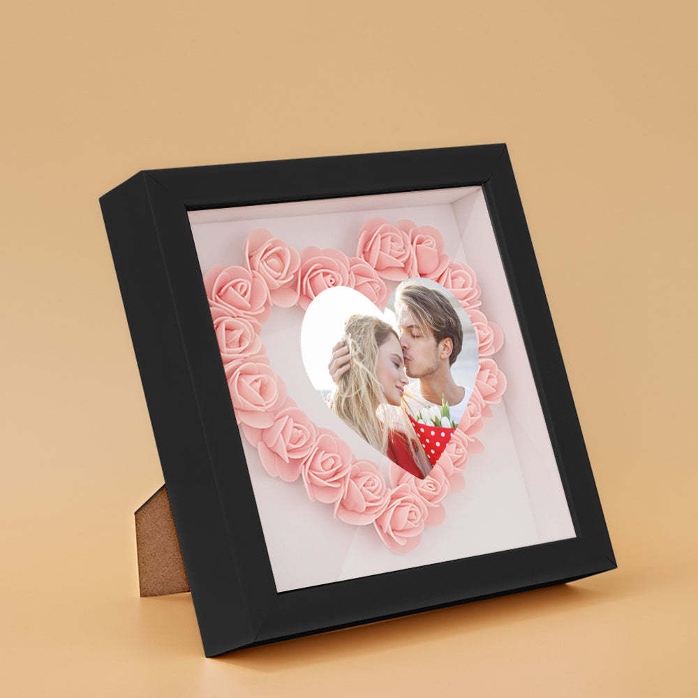 Custom Photo Flower Shadow Box Personalized Heart Flower Shadowbox Frame Gift-Blongser
