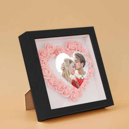 Custom Photo Flower Shadow Box Personalized Heart Flower Shadowbox Frame Gift-Blongser