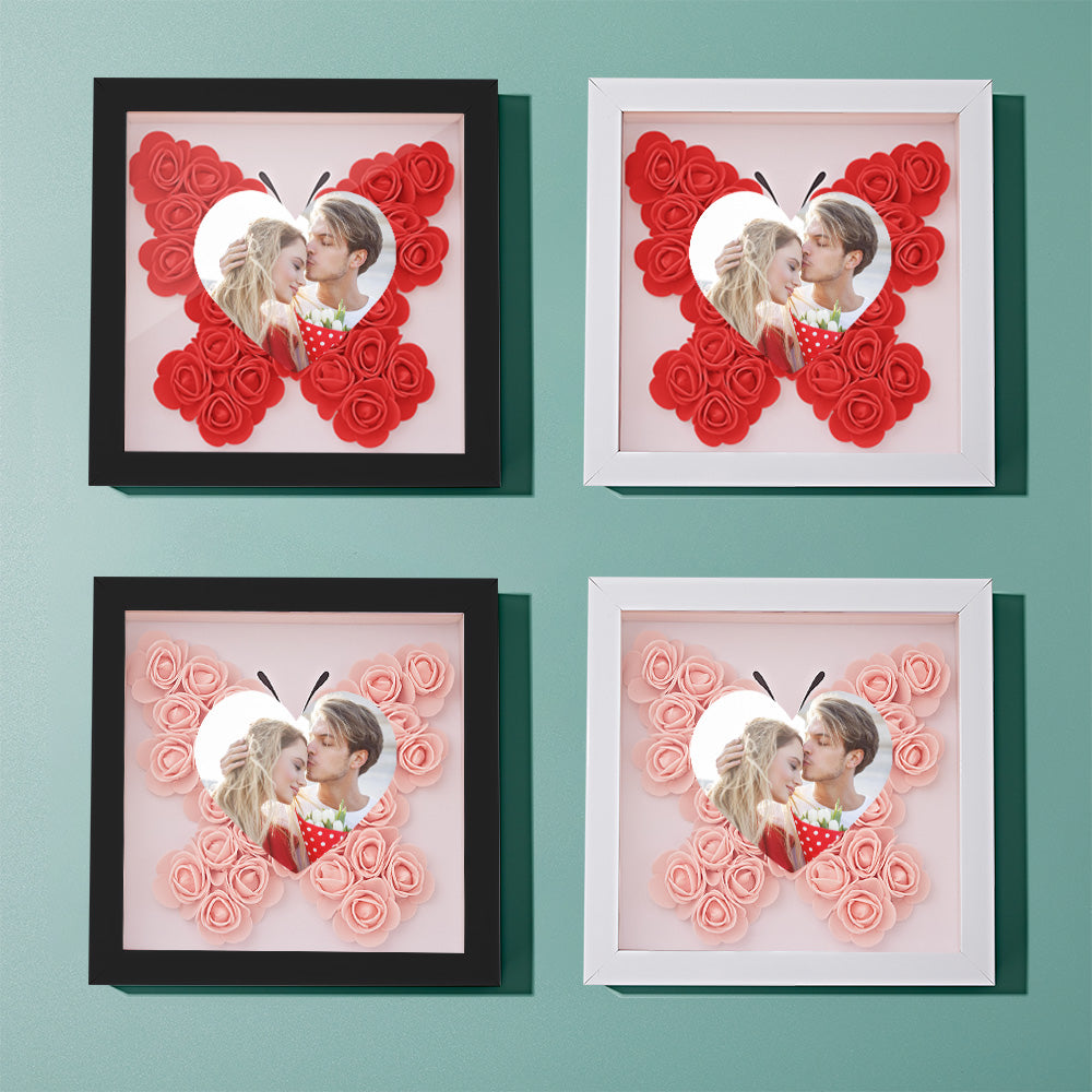 Custom Photo Flower Shadow Box Personalized Heart Flower Shadowbox Frame Gift-Blongser