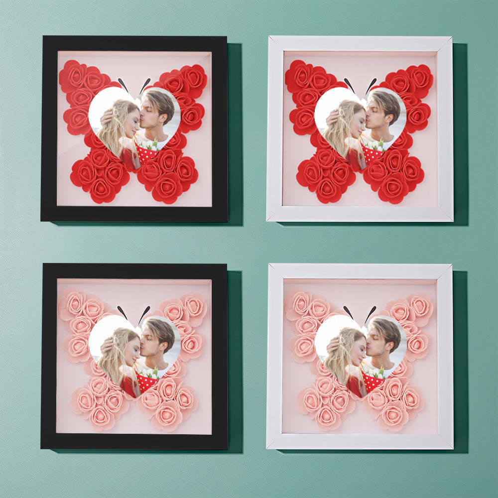 Custom Photo Flower Shadow Box Personalized Heart Flower Shadowbox Frame Gift-Blongser