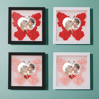 Custom Photo Flower Shadow Box Personalized Heart Flower Shadowbox Frame Gift-Blongser