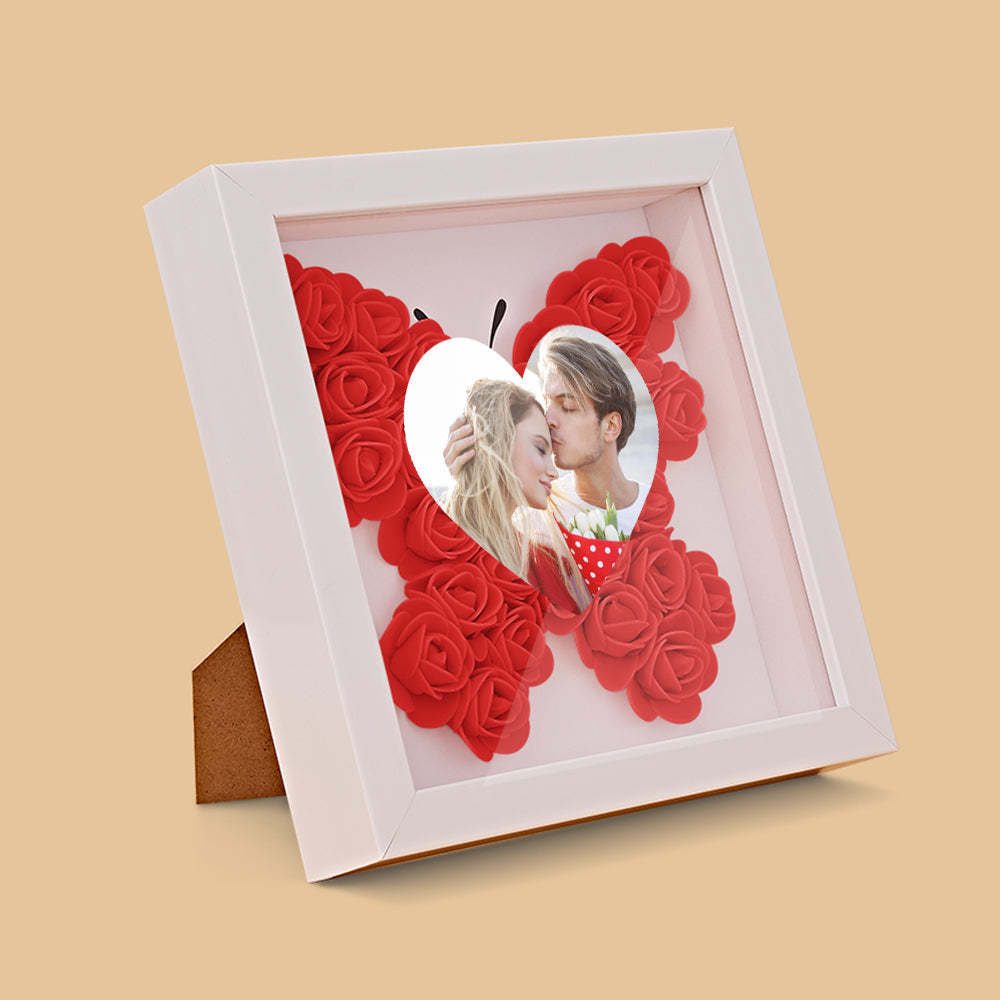 Custom Photo Flower Shadow Box Personalized Heart Flower Shadowbox Frame Gift-Blongser
