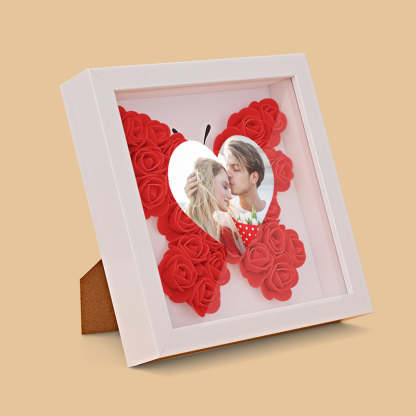 Custom Photo Flower Shadow Box Personalized Heart Flower Shadowbox Frame Gift-Blongser