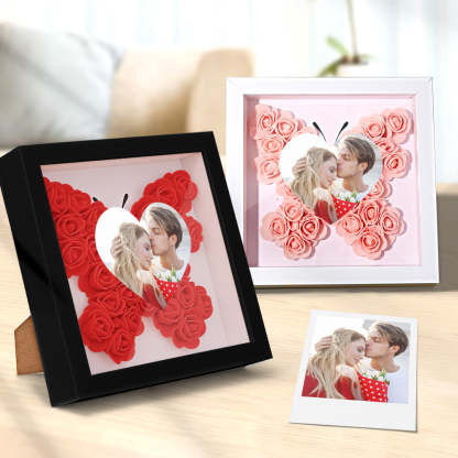 Custom Photo Flower Shadow Box Personalized Heart Flower Shadowbox Frame Gift-Blongser