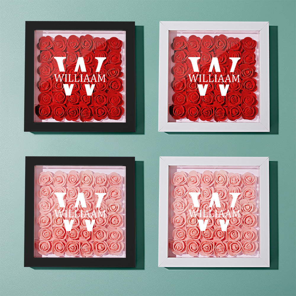 Customized Name Flower Shadow Box Personalized Shadowbox Frame-Blongser