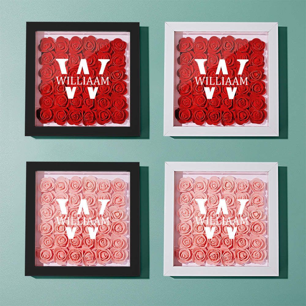 Customized Name Flower Shadow Box Personalized Shadowbox Frame-Blongser