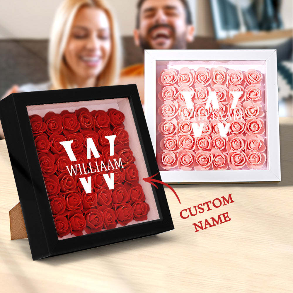 Customized Name Flower Shadow Box Personalized Shadowbox Frame-Blongser