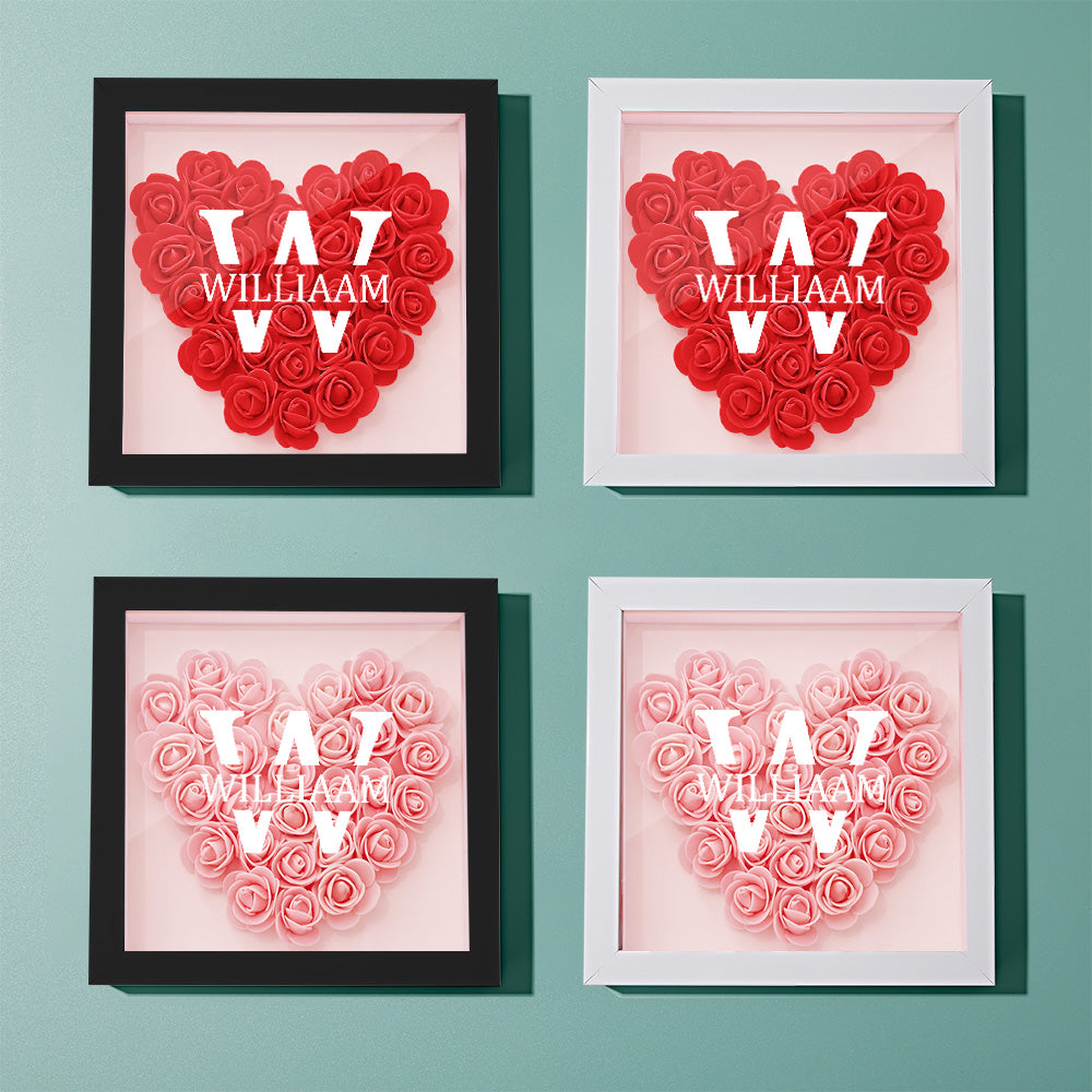 Customized Name Flower Shadow Box Personalized Shadowbox Frame-Blongser