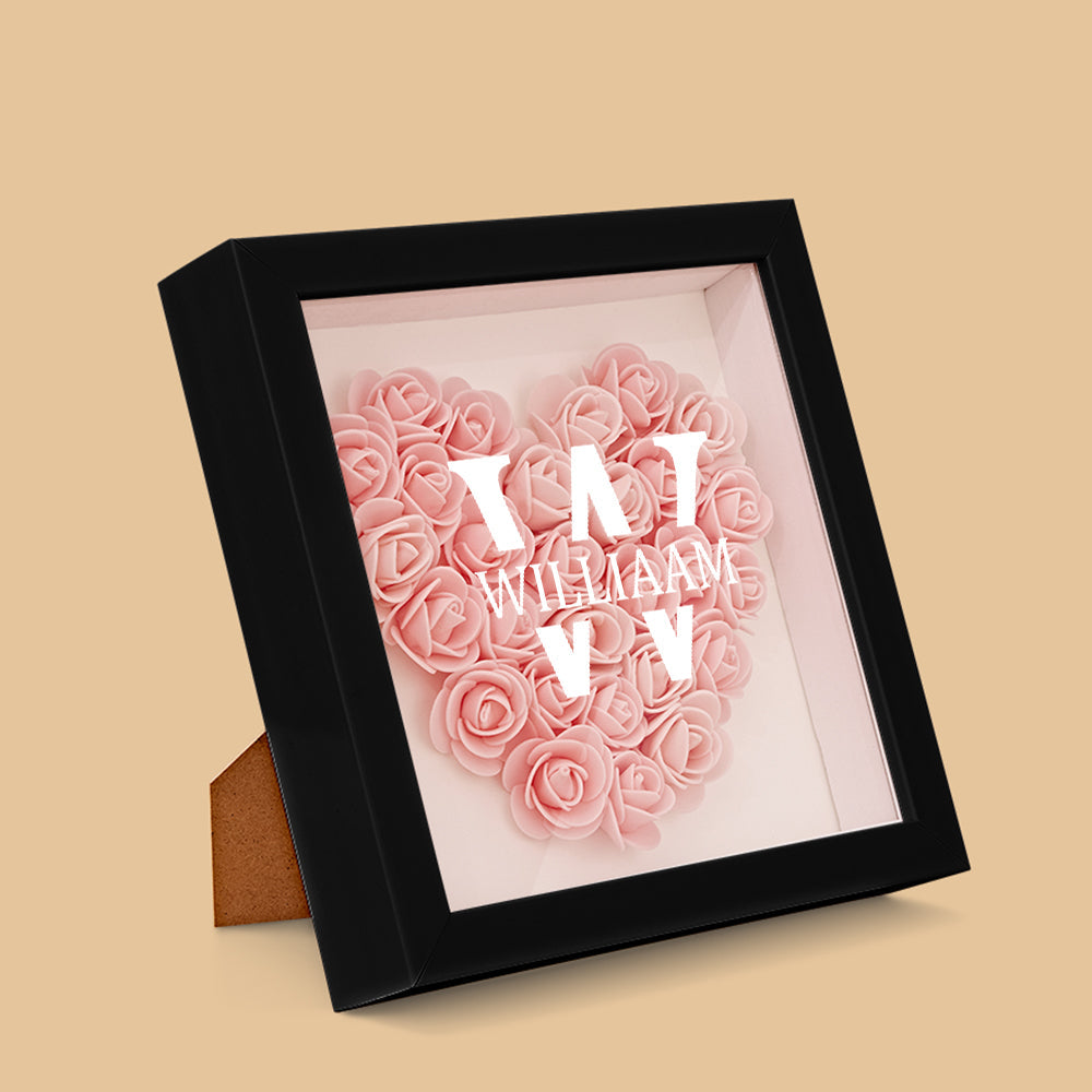 Customized Name Flower Shadow Box Personalized Shadowbox Frame-Blongser