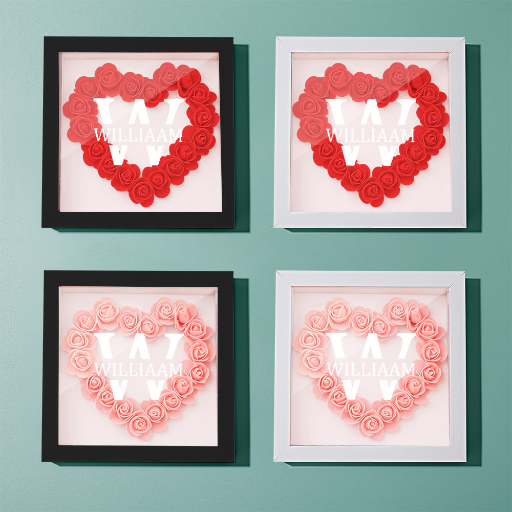 Customized Name Flower Shadow Box Personalized Shadowbox Frame-Blongser