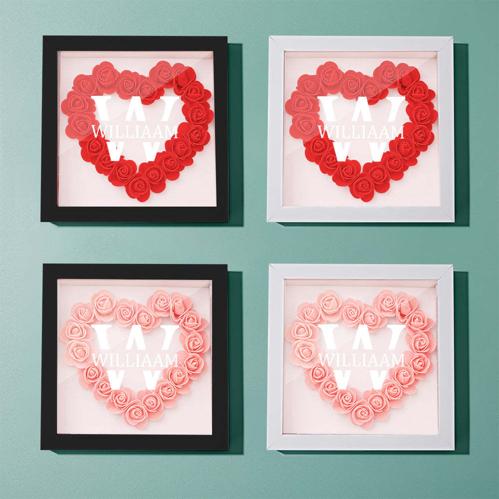 Customized Name Flower Shadow Box Personalized Shadowbox Frame-Blongser
