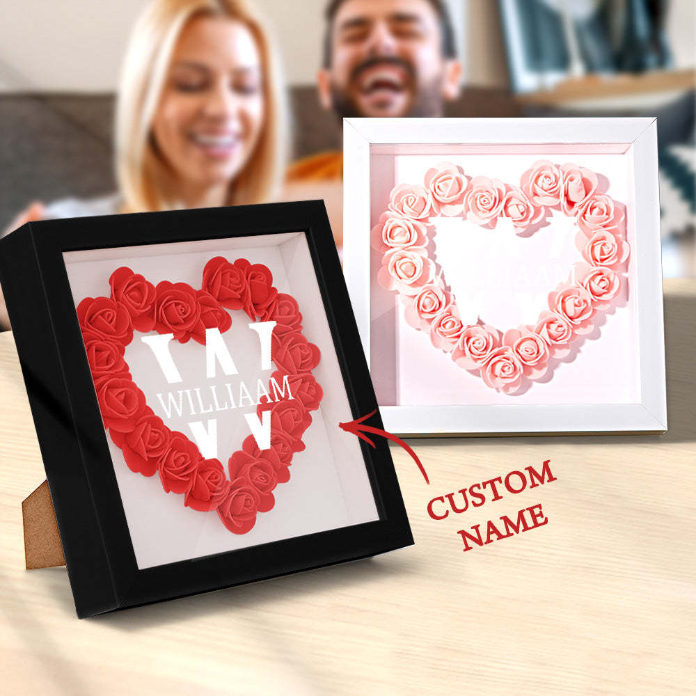 Customized Name Flower Shadow Box Personalized Shadowbox Frame-Blongser