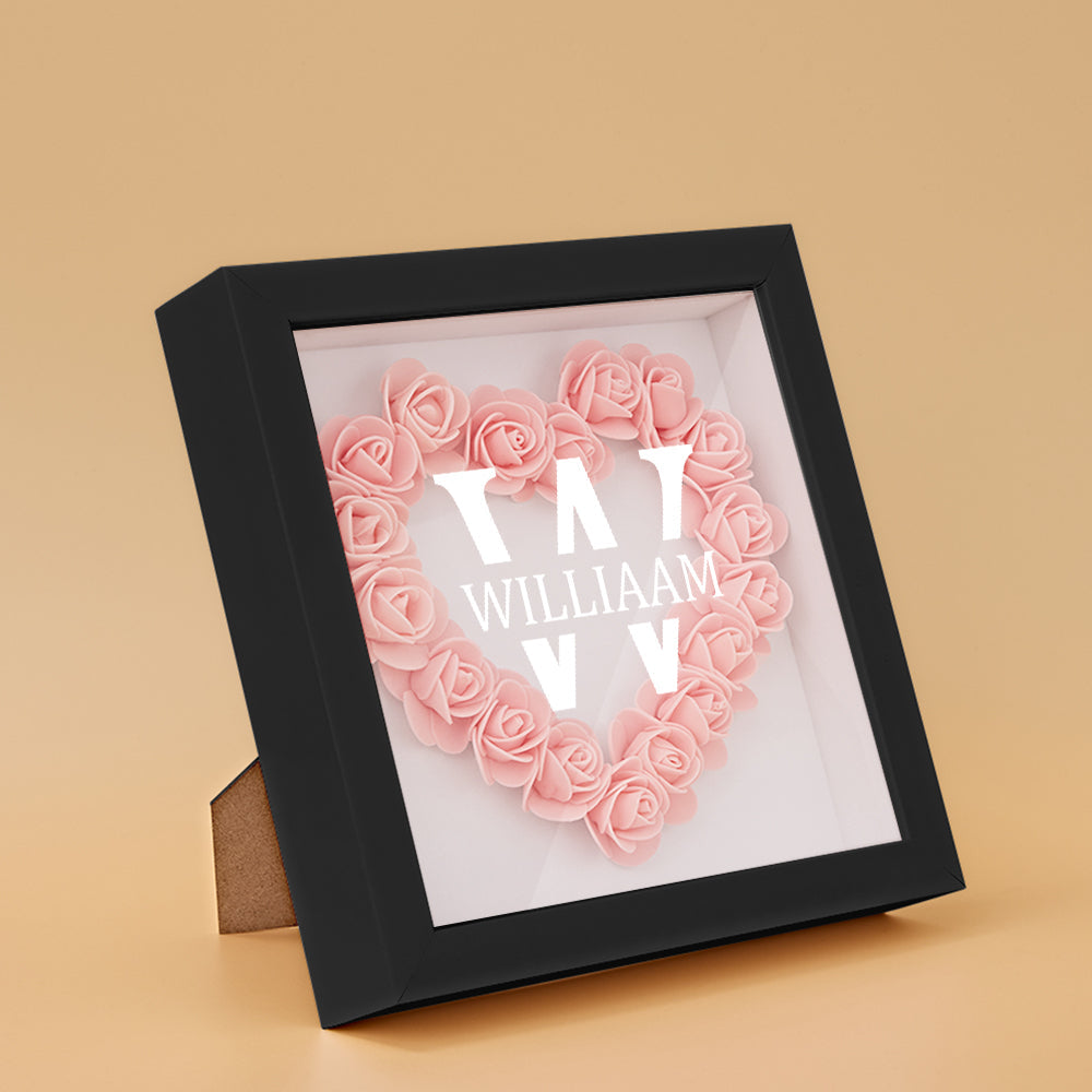 Customized Name Flower Shadow Box Personalized Shadowbox Frame-Blongser