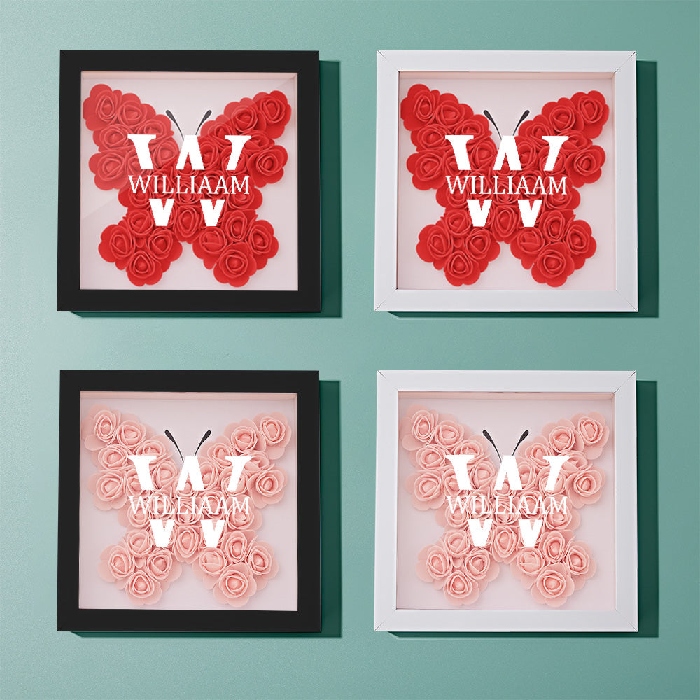 Customized Name Flower Shadow Box Personalized Shadowbox Frame-Blongser
