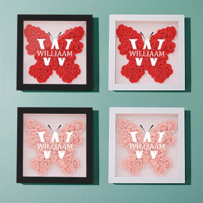 Customized Name Flower Shadow Box Personalized Shadowbox Frame-Blongser