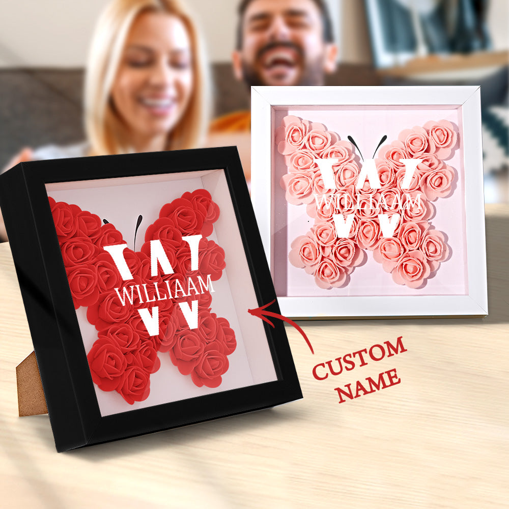 Customized Name Flower Shadow Box Personalized Shadowbox Frame-Blongser