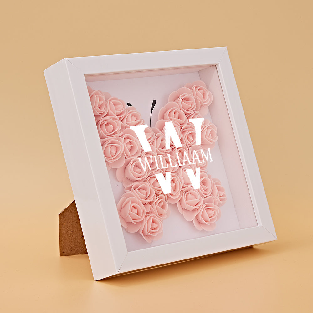 Customized Name Flower Shadow Box Personalized Shadowbox Frame-Blongser