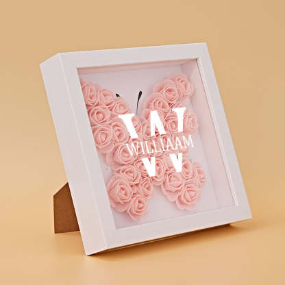 Customized Name Flower Shadow Box Personalized Shadowbox Frame-Blongser