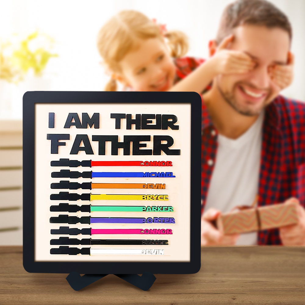 Custom Name Light Saber I AM THEIR FATHER Wooden Sign for Father's Day Gifts-Blongser