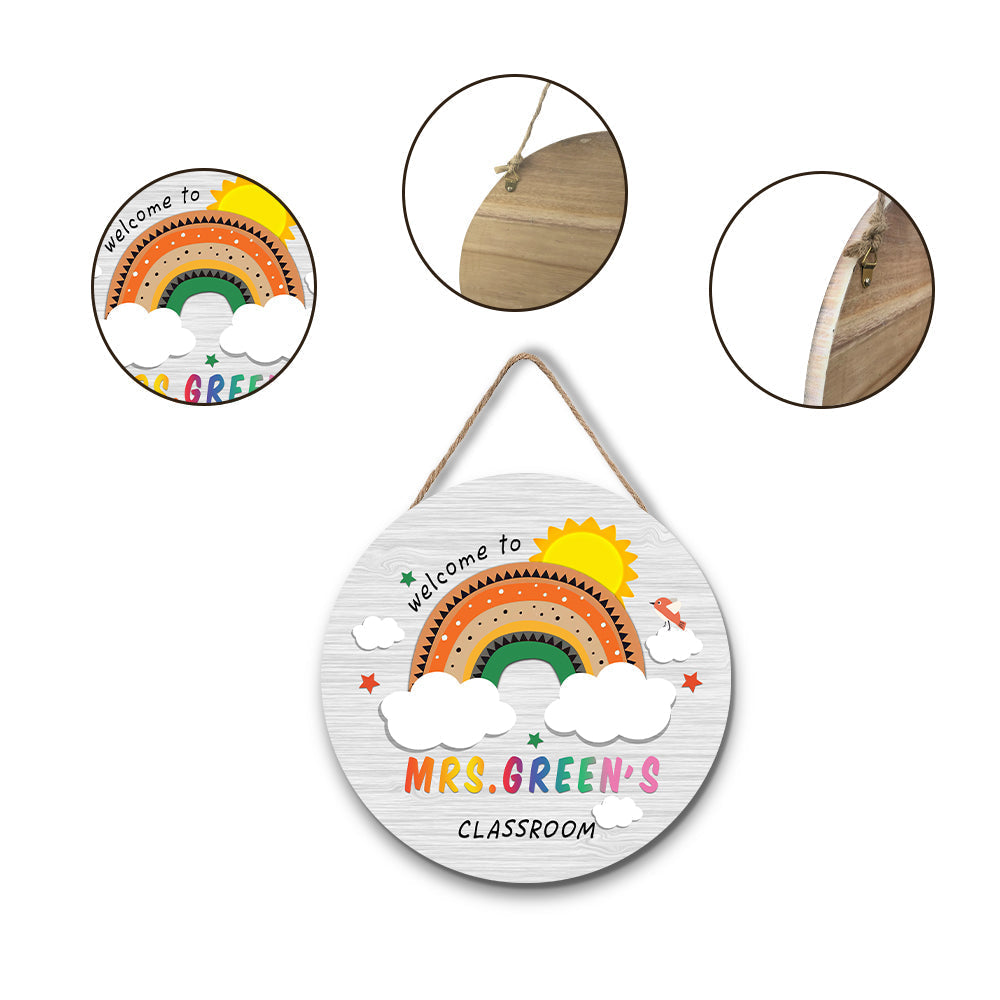 Custom Rainbow Cute Teacher Door Sign, Welcome Sign Gift for Teacher-Blongser