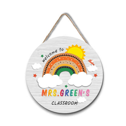 Custom Rainbow Cute Teacher Door Sign, Welcome Sign Gift for Teacher-Blongser