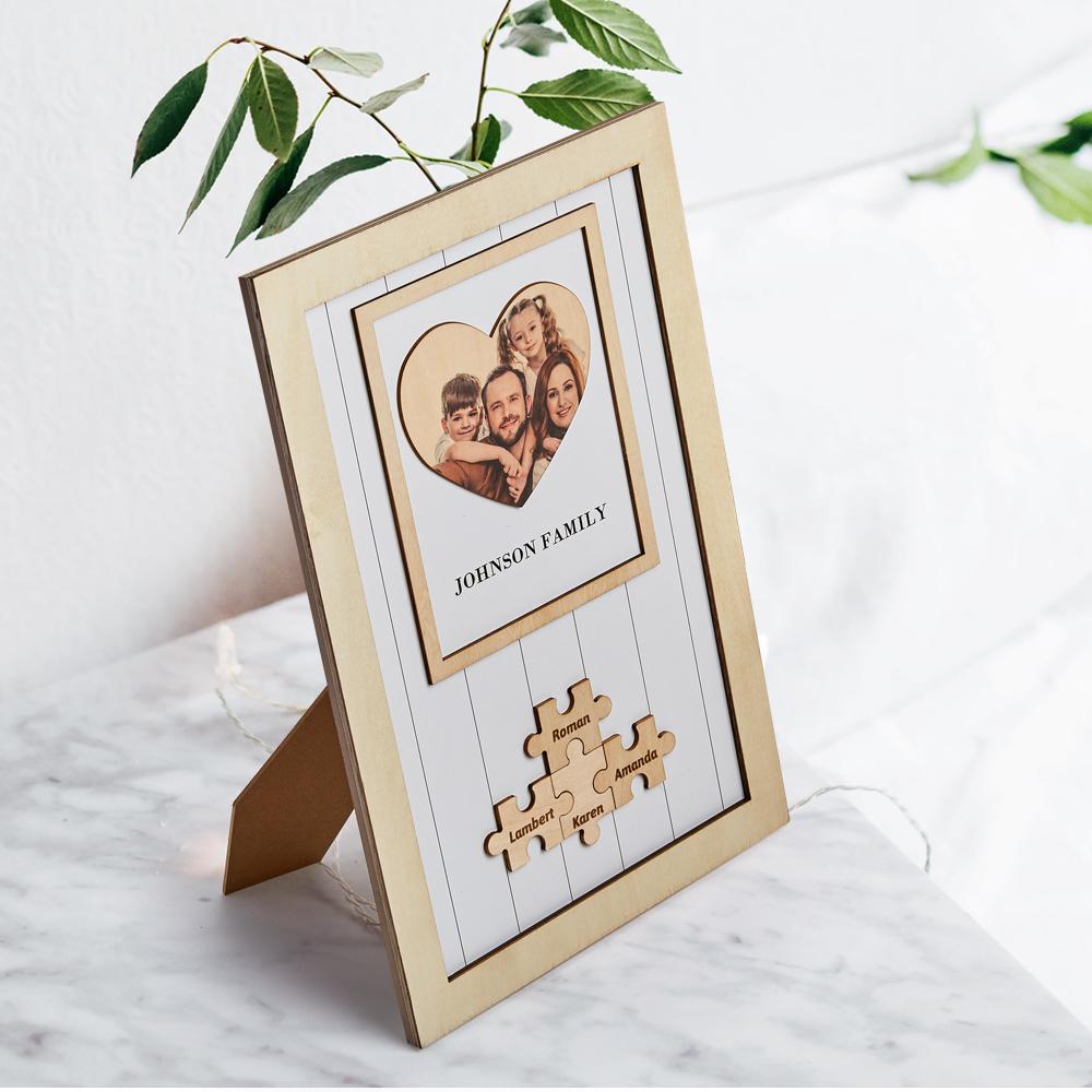 Mothers Day Frames Personalised Gift for Family Wooden Heart Photo Frame-Blongser