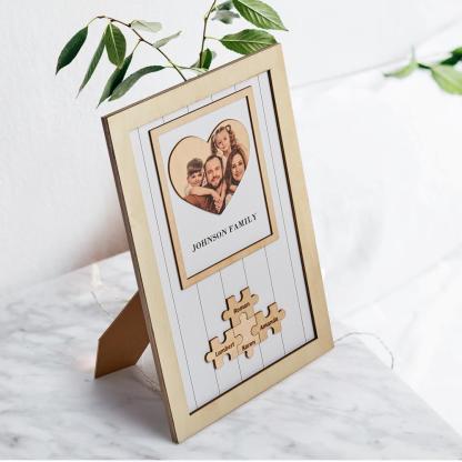 Mothers Day Frames Personalised Gift for Family Wooden Heart Photo Frame-Blongser
