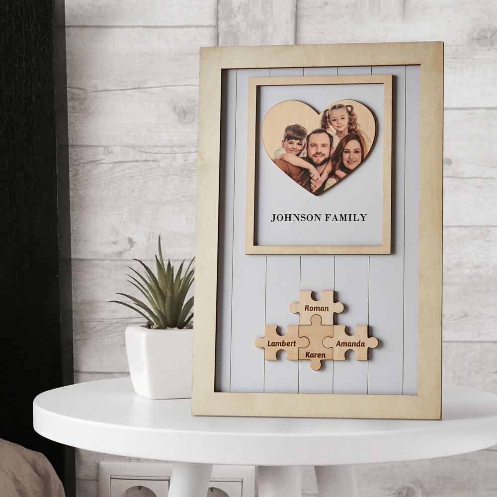 Mothers Day Frames Personalised Gift for Family Wooden Heart Photo Frame-Blongser