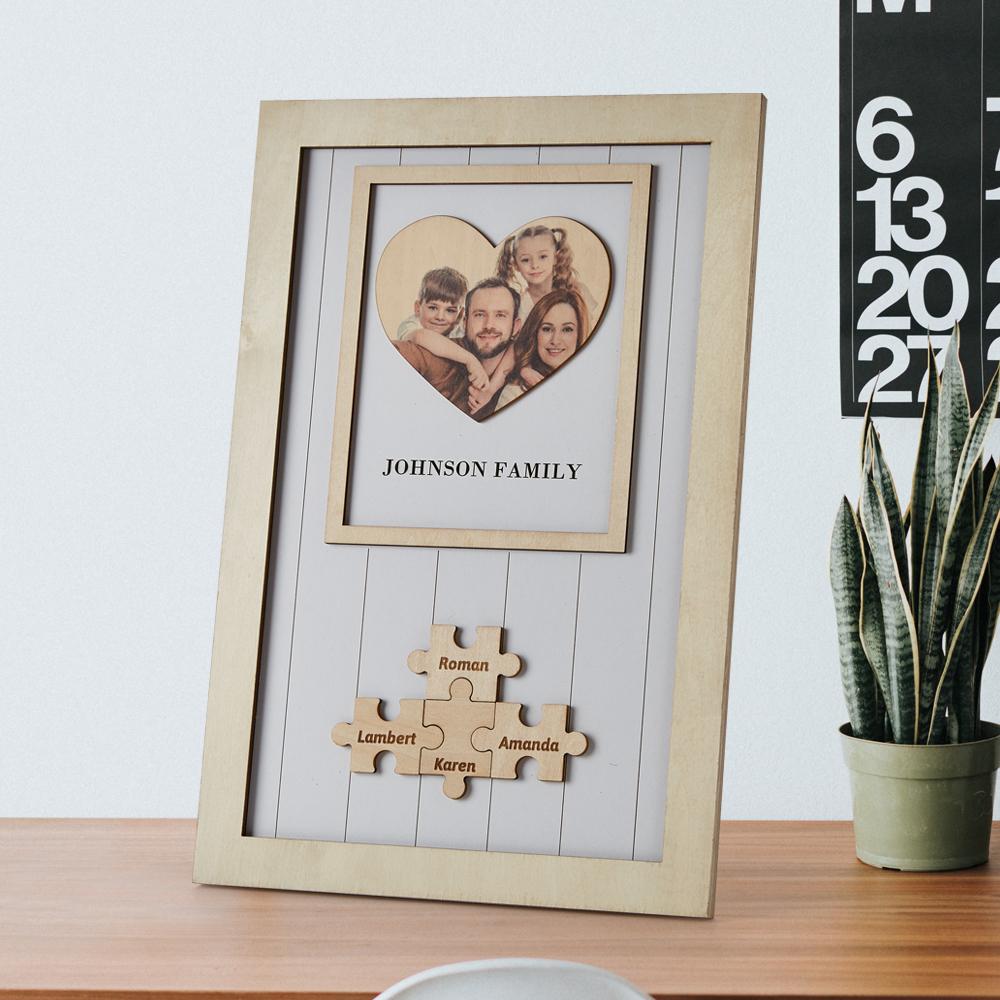Mothers Day Frames Personalised Gift for Family Wooden Heart Photo Frame-Blongser